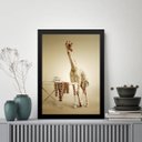Ver imagem 1 de Quadro Decorativo para Lavanderia - Girafa 24x18cm:moldura Branca