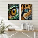 Ver imagem 1 de Kit 2 Quadros Decorativos Fotografias Olhos de Animais 24x18cm - com Vidro:madeira Branca