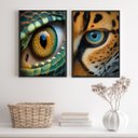 Ver imagem 2 de Kit 2 Quadros Decorativos Fotografias Olhos de Animais 24x18cm - com Vidro:madeira Branca