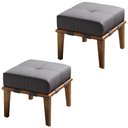 Ver imagem 1 de Kit 02 Puffs Decorativos 45cm Martínez Linho Pés Madeira Cinza/Natural - Gran Belo