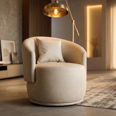 Poltrona Orgânica Redonda para Sala Quarto Recepção Liz Confortável Elegante Courino Premiun Pentead