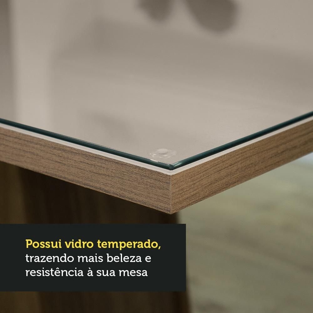 Conjunto Sala de Jantar Madesa Cecilie Mesa Tampo de Vidro com 4 Cadeiras Rustic/crema/imperial - 6