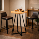 Ver imagem 2 de Mesa Bistrô Alta Redonda em Madeira Maciça com Base de Ferro – 70 Cm