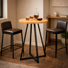 Mesa Bistrô Alta Redonda em Madeira Maciça com Base de Ferro – 70 Cm - 2