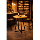 Ver imagem 3 de Mesa Bistrô Alta Redonda em Madeira Maciça com Base de Ferro – 70 Cm