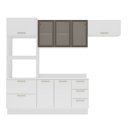 Ver imagem 1 de Cozinha Compacta Amara 8 Portas 4 Gavetas com Vidro Branco - Politorno