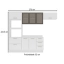 Ver imagem 3 de Cozinha Compacta Amara 8 Portas 4 Gavetas com Vidro Branco - Politorno