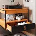 Ver imagem 5 de Gabinete Harley com Cuba Torneira Espelho Redondo Led 50cm Nature/preto