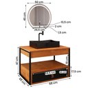Ver imagem 3 de Gabinete Harley com Cuba Torneira Espelho Redondo Led 50cm Nature/preto
