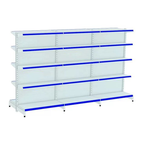 Gondola Centro 1,70m Amapá Flex Kit 3 Metros Branco Porta etiqueta azul - 2243