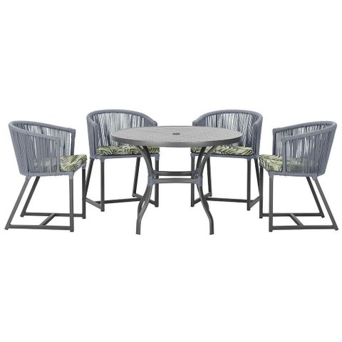 Mesa com 4 Cadeiras e Noronha Estofado 5 Trama Original Prata