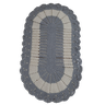 Tapete crochê Oval sala quarto Cozinha branco Azul 60x40 - 1