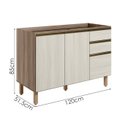Ver imagem 3 de Balcao para Pia 2p 3g 120cm Mdf Kali 16417 Carvalho Toq Bianco Toq Nicioli