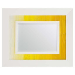 Espelho Decorativo com Moldura Branca com Amarelo Rústico com Bisotê 120x155cm - 3 Espelho Decorativo com Moldura Branca com Amarelo Rústico com Bisotê 120x155cm - 3