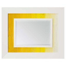 Espelho Decorativo com Moldura Branca com Amarelo Rústico com Bisotê 120x155cm - 4 Espelho Decorativo com Moldura Branca com Amarelo Rústico com Bisotê 120x155cm - 4