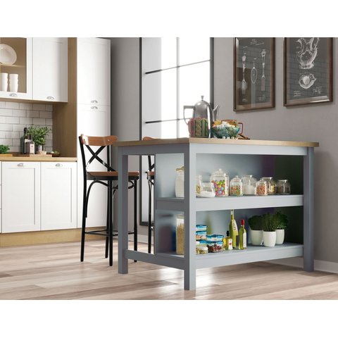 Bancada gourmet ilha cozinha Ditália 2 Prat. Cinza CD-1019