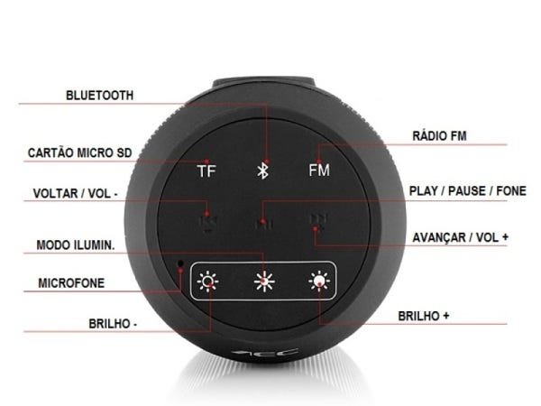 Caixa de Som sem Fio com Bluetooth, Micro SD e Rádio Fm - 6