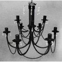 Ver imagem 1 de Lustre Decorativo de Ferro Preto com 2 Partes e Cristais Iluminação Sala