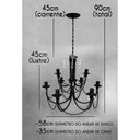 Ver imagem 2 de Lustre Decorativo de Ferro Preto com 2 Partes e Cristais Iluminação Sala