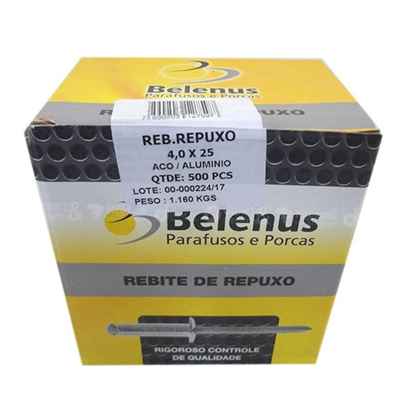 Rebite Repuxo Belenus - Caixa Com 500 ou 1000 Unidades - 4,0 x 25 mm