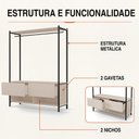 Ver imagem 4 de Closet Estilo Industrial Dallas 2 Gavetas e Suporte para Cabide Klm Móveis