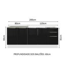 Ver imagem 4 de Kit Com 2 Balcões De Cozinha 4 Portas 3 Gavetas Branco/Preto