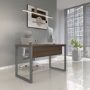 Ver imagem 1 de Escrivaninha Mesa Escritório X 150cm Industrial Walnut e Grafito Marrom
