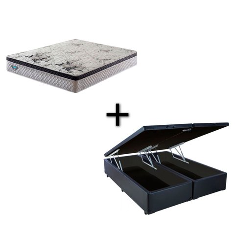 Cama Box Baú com Colchão Ecoflex Smart e Colchão Queen Size - 158x198
