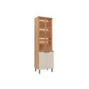 Ver imagem 1 de Cristaleira Sala Jantar Selene C/ 4 Portas (2 C/ Vidro) 65cm Jequitiba/off White Fosco - Linea