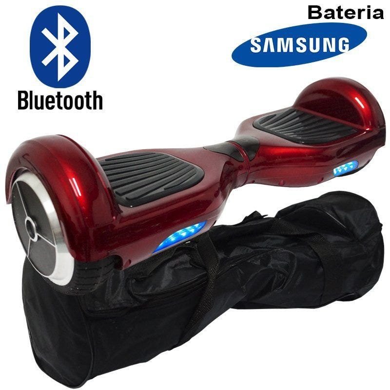 Hoverboard Skate Elétrico 2 Rodas 6,5 Polegadas Led Bluetooth Bateria Samsung Vinho Bolsa Original - 1