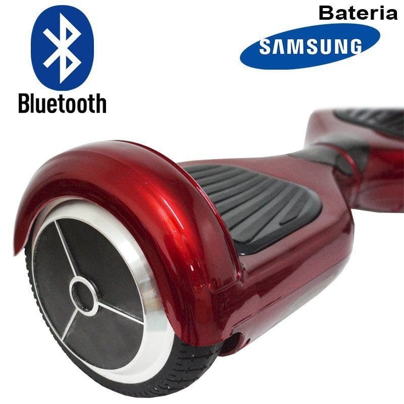 Hoverboard Skate Elétrico 2 Rodas 6,5 Polegadas Led Bluetooth Bateria Samsung Vinho Bolsa Original - 2