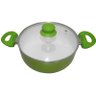 Panela revestida de cerâmica tampa de vidro alumínio caçarola Verde (CZA4242) - 1
