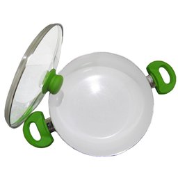 Panela revestida de cerâmica tampa de vidro alumínio caçarola Verde (CZA4242) - 2