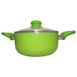 Panela revestida de cerâmica tampa de vidro alumínio caçarola Verde (CZA4242) - 3