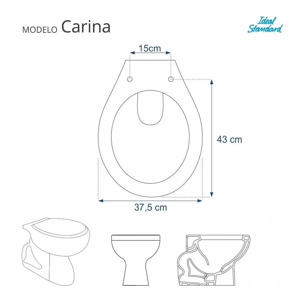 Tampa de Vaso Sanitário com Amortecedor Carina Branco para bacia Ideal Standard - 3