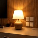 Ver imagem 2 de Abajur Pot Cinza Cerâmica 34cm 1XE27 Luminaria de Mesa p/ Quarto Sala Bella s/ Cúpula ST3314