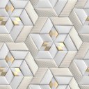 Ver imagem 2 de Papel de Parede Geométrico 3d Claro e Dourado - 1,50x0,50m