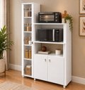 Ver imagem 4 de Balcão Multiuso para Forno e Micro-Ondas com 3 Portas e 4 Prateleira BL3304 Branco