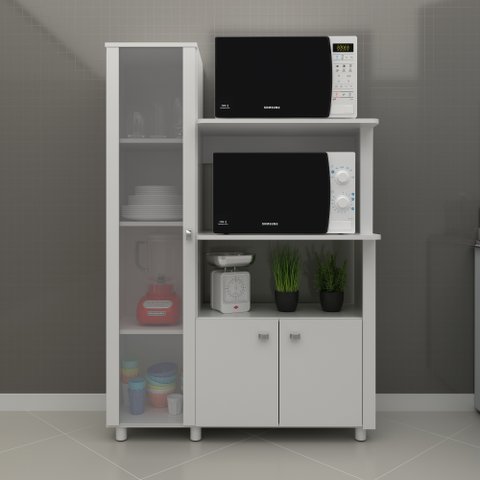 Balcão Multiuso para Forno e Micro-ondas com 3 Portas e 4 Prateleira BL3304