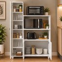 Ver imagem 1 de Balcão Multiuso para Forno e Micro-Ondas com 3 Portas e 4 Prateleira BL3304 Branco