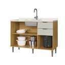 Ver imagem 3 de Balcão de Cozinha para Pia 120 Cm Copenhague 3 Portas 2 Gavetas Ipê/sabbia - Decibal