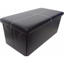 Puff Baú Porta Treco Organizador Dobrável Retangular Grande Preto (Pf-10) - 1