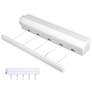 Varal de Parede Retratil Extensivel 5 Cordas 6 Ganchos Ajustavel Secador de Roupa Casa Apartamento