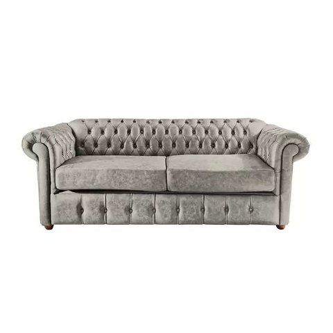 Sofá Chesterfield Capitone Luis XV Vicenzo Couro Eco Cinza 1,80M / Decoracao, sala tv estar, recepça
