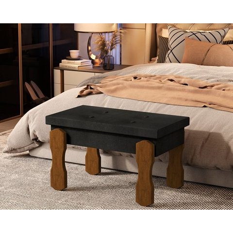 Puff, Banqueta, Recamier Captone Madri Pés de Madeira 0,97 Cor Preto - Comprar Moveis em Casa