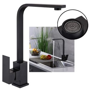 Torneira Preta Luxo Monocomando Bancada Mesa 360º Articulada Pia Misturador Quente Frio Aerador