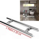 Ver imagem 2 de Puxador Para Porta Aco Inox 1 Metro e 20 cm Duplo H Casa Porta Pivotante (BSL-PXD-4)