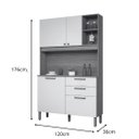 Ver imagem 3 de Armário Lume 120cm Pequeno Cozinha Madeira 4 Portas 2 Gaveta:Off White