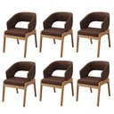 Ver imagem 1 de Kit 06 Cadeiras de Jantar e Estar Living Estofada Lince L02 Couríssimo Marrom - Lyam Decor