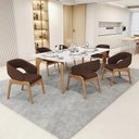 Ver imagem 2 de Kit 06 Cadeiras de Jantar e Estar Living Estofada Lince L02 Couríssimo Marrom - Lyam Decor